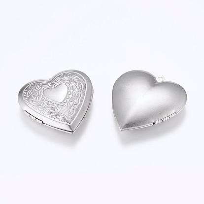 201 inoxydable pendentifs médaillon en acier, cadre de photo charmant pour colliers, cœur