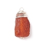 Natural Amber Pendants, Chips Charms, with Brass Loops