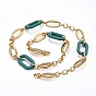 Handmade Brass Oval Link Chains, with Acrylic Linking Rings, Unwelded, Real 18K Gold Plated