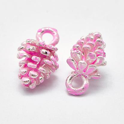 Spray Painted Alloy Charms, Pine Cone