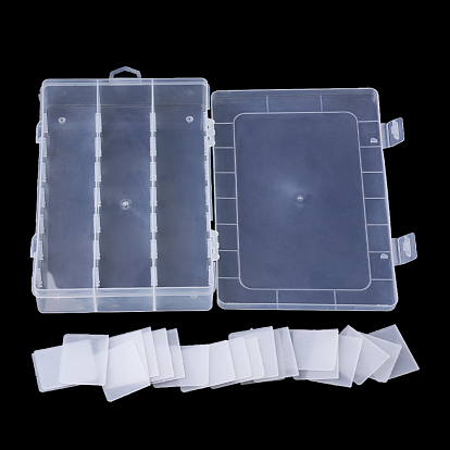Récipients de stockage de perles en matière plastique, boîte de séparation réglable, 24 amovibles compartiments, rectangle
