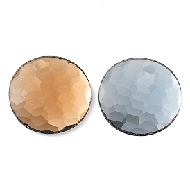 Glass Cabochons, Flat Back & Back Plated, Faceted, Flat Round