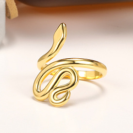 18K Snake-shaped Open Ring with European and American Fashion Zodiac Design