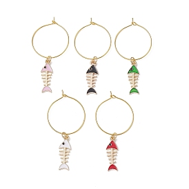 Alloy Enamel Wine Glass Charms, with Brass Wine Glass Charm Rings