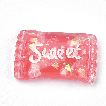 Непрозрачные кабошоны из смолы, с чипом оболочки, конфеты со словом сладкий