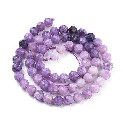 Natural Sugilite Beads Strands, Gradient Style, Round, Faceted