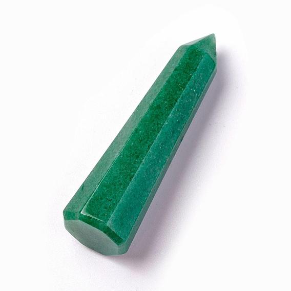 Natural Green Aventurine Pointed Beads, Healing Stones, Reiki Energy Balancing Meditation Therapy Wand, No Hole/Undrilled, Bullet