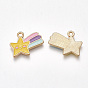 Alloy Charms, Cadmium Free & Lead Free, with Enamel, Meteor, Light Gold