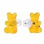 Bear Resin Stud Earrings, with 304 Stainless Steel Pins and Plastic Ear Nuts