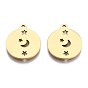 201 Stainless Steel Pendants, Laser Cut Pendants, Flat Round with Moon & Star