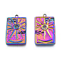 304 Stainless Steel Pendants, Rectangle with Sun