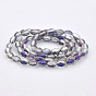 Half Rainbow Plated Glass Faceted Rice Beads Strands, 6x4mm, Hole: 1mm, about 72pcs/strand, 16 inch