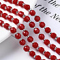 Natural White Jade Beads Strands, with Seed Beads, Faceted, Dyed, Polygon