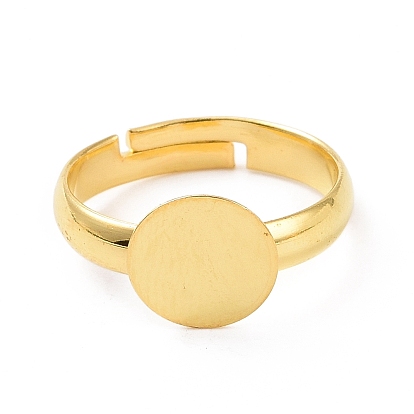 Componentes del anillo de bronce ajustable, fornituras de anillo almohadilla, para la fabricación de la joyería, ajustable, sin plomo y el cadmio y níquel, Bandeja: 8 mm, anillo: 17 mm