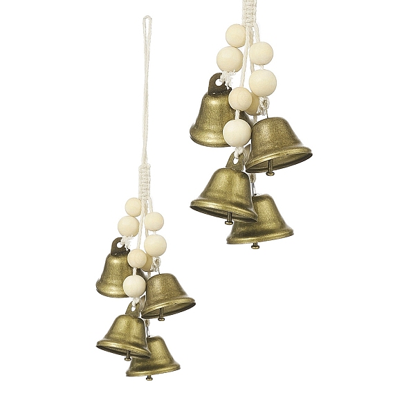 Protection des cloches de sorcière en fer pour cintre de bouton de porte, carillons éoliens, avec cordon en coton et perles de bois, pour la décoration de la chambre bohème