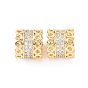 Brass Micro Pave Clear Cubic Zirconia Beads, Large Hole Beads, Column