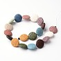 Flat Round Dyed Natural Lava Rock Beads Strands, 20~21.5x7~8mm, Hole: 1mm, about 19pcs/strand, 15.35 inch