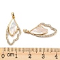 Natural White Shell & Clear Cubic Zirconia & Brass Pendants, Butterfly with Wing
