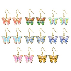 Boucles d'oreilles pendantes en alliage d'émail pour femmes, papillon