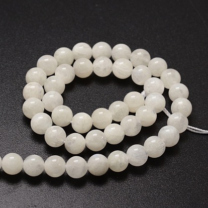 Brins de perles rondes en pierre de lune blanche naturelle