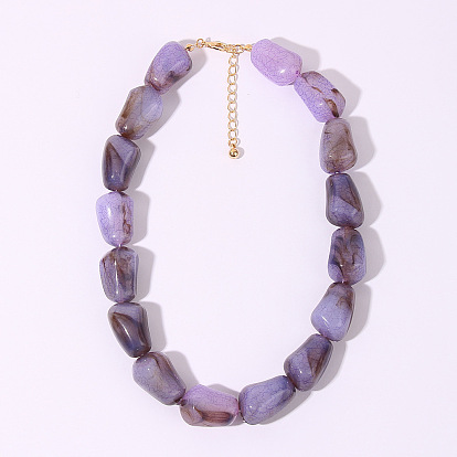 Bold Handmade Acrylic Necklace with Unique Cracked Beads for Women's Fashion Statement