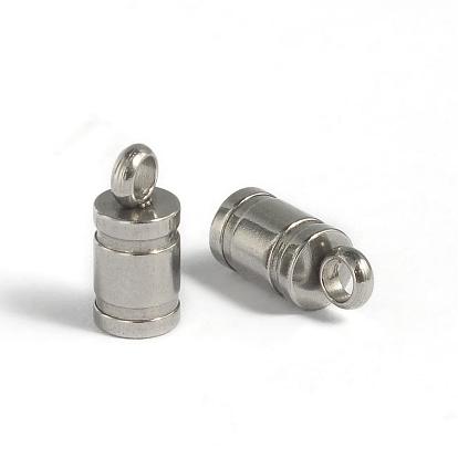 304 Stainless Steel Cord Ends, End Caps, 9x4mm, Hole: 2mm, Inner Diameter: 3mm