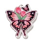 Pendentif en acrylique, papillon avec breloque fleur
