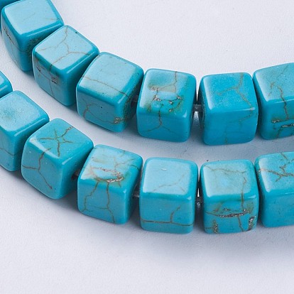 Synthetic Turquoise Beads Strands, Dyed & Heated, Cube