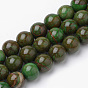 Cuentas de jade verde natural hebras, teñido, rondo