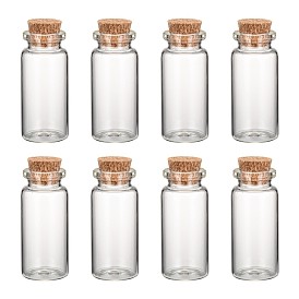 Contenants de perles de bocal en verre, bouteilles bouchées, clair, 22x50mm