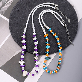 Bohemian Pearl Stone Necklace and Bracelet Set with Irregular Shapes