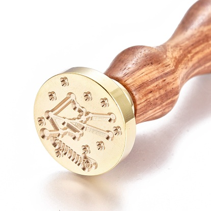 Cachet de sceau de cire en laiton, avec manche en bois, pour la décoration de poteau, fabrication de cartes de bricolage