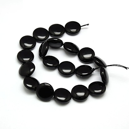 Natural Flat Round Obsidian Beads Strands