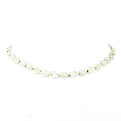 Natural Shell Heart & Alloy Beaded Necklaces for Women