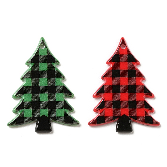 Акриловые подвески на рождественскую тематику, рождественская елка, шотландка