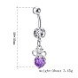 Piercing Jewelry, Brass Cubic Zirconia Navel Ring, Navel Ring Belly Rings, with 304 Stainless Steel Bar, Lead Free & Cadmium Free, Flat Round