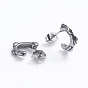 Retro 304 Stainless Steel Stud Earrings, Half Hoop Earrings, with Ear Nuts