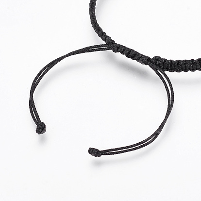 Adjustable Brass Braided Beaded Bracelets, Nylon Cord Square Knot Bracelet