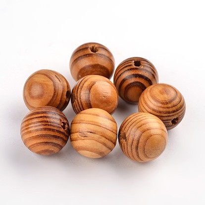 Des perles en bois naturel, teint, ronde, sans plomb
