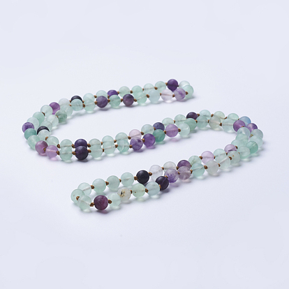 Gemstone Beaded Necklaces, Frosted, Round