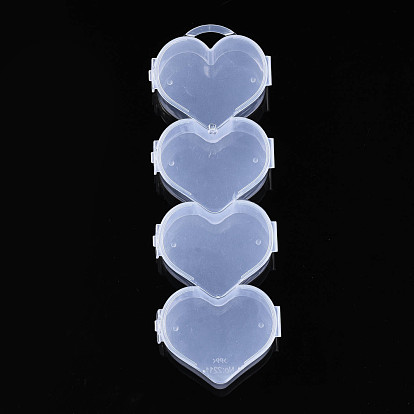 Heart Polypropylene(PP) Bead Storage Container, with Hinged Lid, for Jewelry Small Accessories