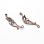Brass Hook Clasps, Cadmium Free & Lead Free, Rack Plating, Red Copper, Wing