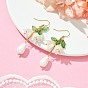 Natural Pearl & Acrylic Flower Dangle Earrings, Alloy Earrings
