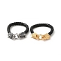 Bracelet cordon rond tressé cuir, 304 fermoirs tête de dragon en acier inoxydable bracelet gothique pour hommes femmes