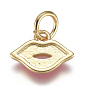 Real 18K Gold Plated Brass Enamel Charms, Makeup Charms, Long-Lasting Plated, Lip