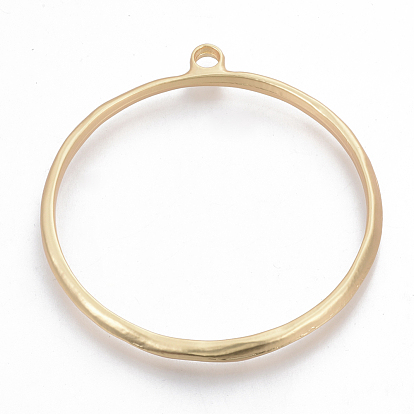 Alloy Big Pendants, Cadmium Free & Lead Free, Matte Style, Ring, Real 14K Gold Plated