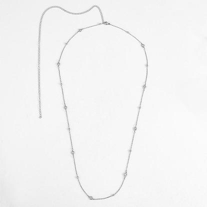 Простое длинное колье-цепочка с бисером, ожерелье-свитер из нержавеющей стали, регулируемое колье-цепочка, модное массивное ожерелье, украшения на шею для женщин