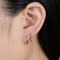 925 Boucles d'oreilles créoles en argent sterling avec micro pavés de zircones cubiques colorées, avec cachet s