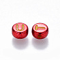 Perles acryliques plaquées, trou horizontal, plat rond avec la lettre initiale, couleur mixte