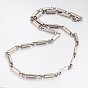 304L Stainless Steel Bar Link Chain Necklaces, with Lobster Claw Clasps, 24.6 inch(62.5cm), 5mm